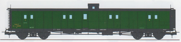 REE Modeles VB-347 - French PLM Railroad Luggage Van, PLM green, Lookout box, Ladder, Black Roof SNCF N°24636 Era III